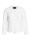 Lafayette 148 Kyle Topstitched Zip Jacket In White