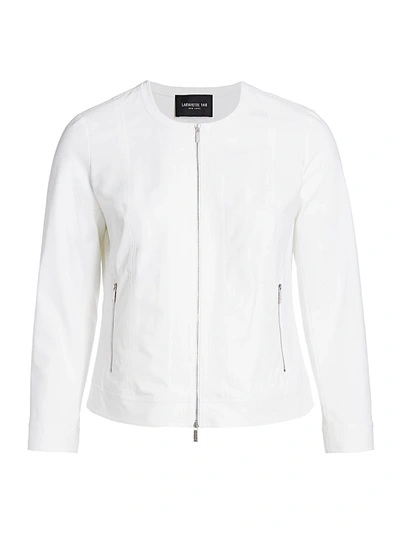 Lafayette 148 Kyle Topstitched Zip Jacket In White