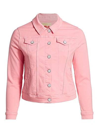 Slink Jeans, Plus Size Button-front Denim Jacket In Soft Pink