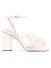 Loeffler Randall Camellia Pleated Bow Heel With Ankle Strap In Pearl