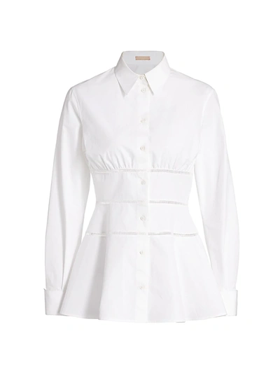 Alaïa Poplin Peplum Button-front Shirt In White