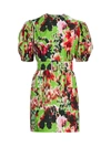MSGM WOMEN'S BELTED FLORAL COTTON PUFF-SLEEVE DRESS,0400012271440