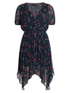 THE KOOPLES WOMEN'S V-NECK CHERRY PRINT ASYMMETRIC DRESS,0400012367920
