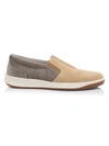 ELEVENTY TWO-TONED SUEDE & CANVAS SLIP-ON SNEAKERS,400012217442