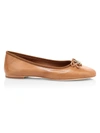 TORY BURCH TORY CHARM LEATHER BALLET FLATS,0400012299433