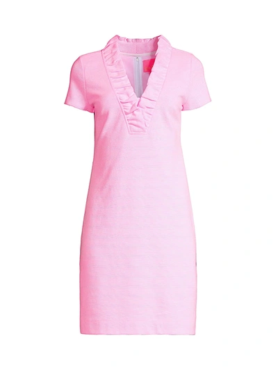 Lilly Pulitzer Tisbury Short Sleeve Shift Dress In Prosecco Pink Lucky Catch Stripe