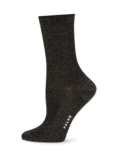 Falke Women's Shiny Ribbed Socks In Black
