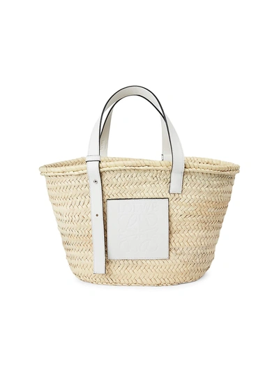 Loewe Leather-trimmed Basket Bag In Beige