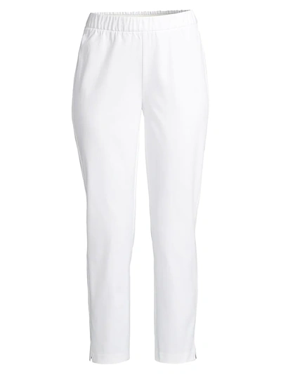 Eileen Fisher Organic Stretch Cotton Slit Hem Ankle Pants In White