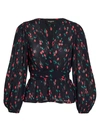 THE KOOPLES PLEATED CHERRY PRINT BLOUSE,400012367951