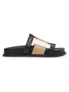 BURBERRY colourBLOCK LEATHER SLIDES,400012184854