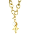 KENNETH JAY LANE WOMEN'S 22K YELLOW GOLDPLATED & FAUX PEARL HEART PENDANT NECKLACE,400012323504