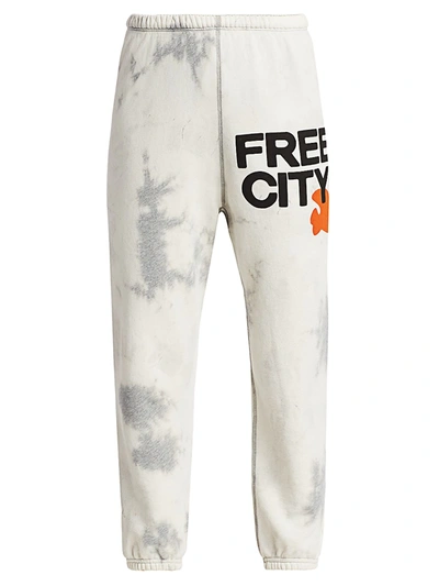 Free City Super Bleachout Standard-fit Sweatpants In White Storm