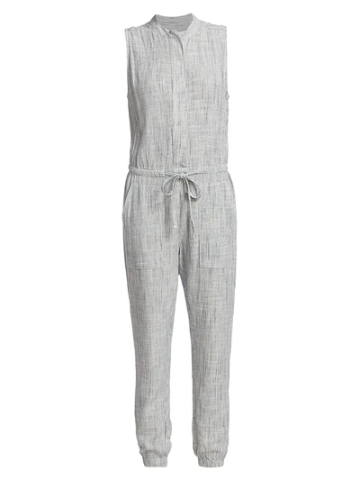 Splendid Brook Linen-blend Jumpsuit In Navy/white