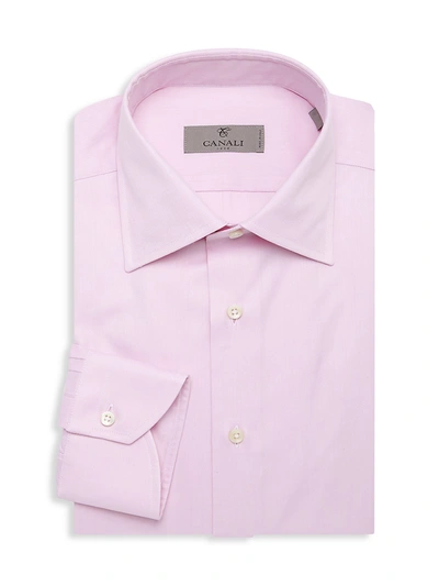 Canali Pink Slim-fit Cutaway-collar Cotton-twill Shirt