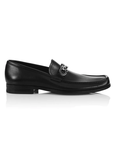 FERRAGAMO MEN'S CHRIS HORSE-BIT LEATHER LOAFERS,400012298664