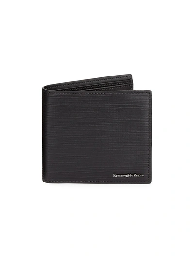Ermenegildo Zegna Leather Bi-fold Wallet In Black