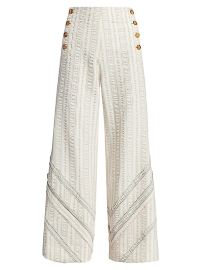 Rosie Assoulin Women's Wide-leg Sailor Trousers In Beige Stripe