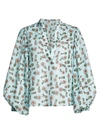 ALICE AND OLIVIA CASEY FLORAL COTTON & SILK BLOUSE,400012415062