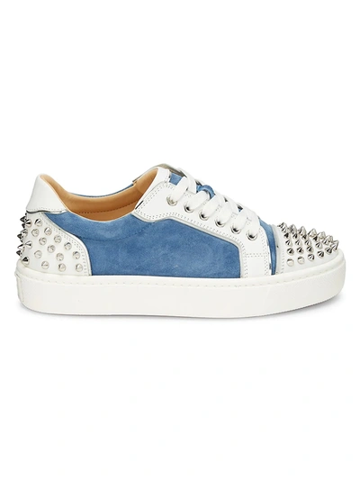 Christian Louboutin Women's Vierissima Spiked Suede Sneakers In Bianco Jeans