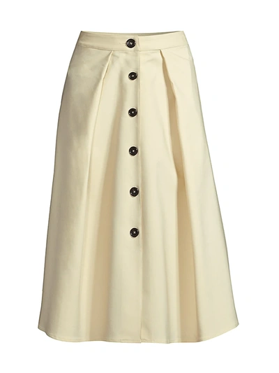 Donna Karan Button-front A-line Midi Skirt In Buff