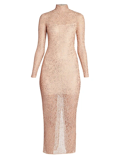 Ralph And Russo Nude Embellished Midi Cocktail Dress In Salmon