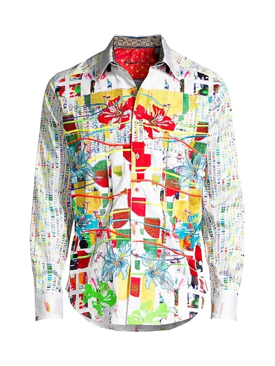 Robert Graham Tropic Victory Limited Edition Cotton Geo Print Classic Fit Button-up Shirt In White