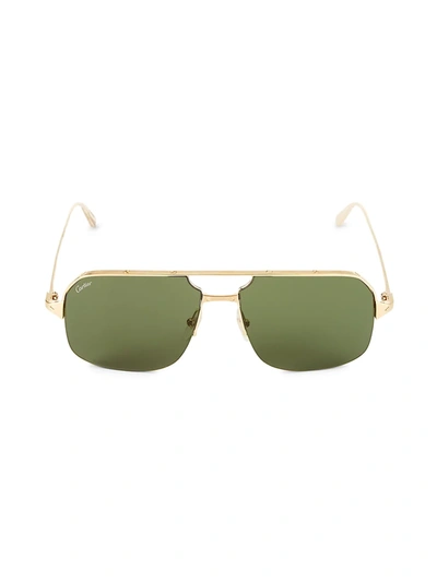 Cartier 59mm Screw Metal Aviator Sunglasses In Golden Finish