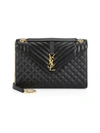 Saint Laurent Monogram Ysl Large Tri-quilted Envelope Chain Shoulder Bag In 1112 Storm