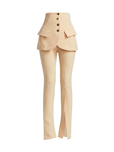 A.w.a.k.e. Women's Jacket Waist Fitted Slit Trousers In Nude