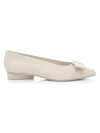 Ferragamo Women's Viva Bow Knit Ballerina Flats In Naturale Linen