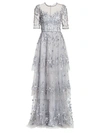 THEIA EMBELLISHED TIERED GOWN,400012292000