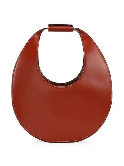 Staud Large Moon Leather Hobo Bag In Cognac