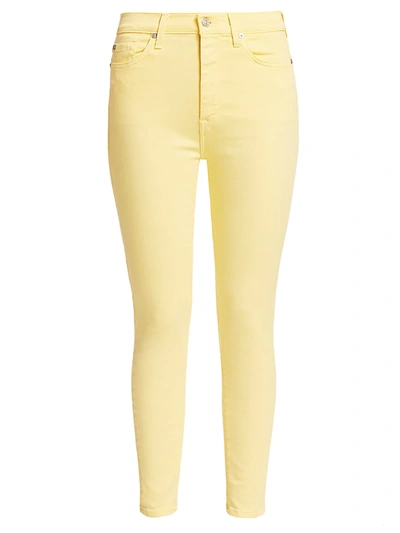 7 For All Mankind High-rise Ankle Skinny Jeans In Solid Yellow