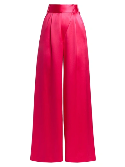 Adriana Iglesias Women's Fiora Silk Wide-leg Pants In Fraise