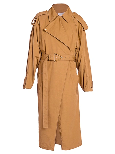 Bottega Veneta Compact Cotton Blend Trench Coat In Brown