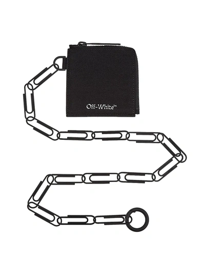 Off-white Logo Paperclip Wallet-on-chain In Black