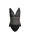 Josie Natori Natori Loren Lace Bodysuit In Black/tan
