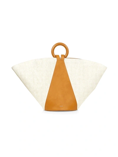 Cult Gaia Women s Roksana Leather trimmed Fan Tote In Cream ModeSens