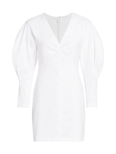 A.l.c Aila Long Sleeve Linen Blend Mini Dress In Gesso