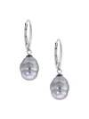 MAJORICA WOMEN'S STERLING SILVER & IMITATION GRAY BAROQUE PEARL DROP EARRINGS,0400012370821