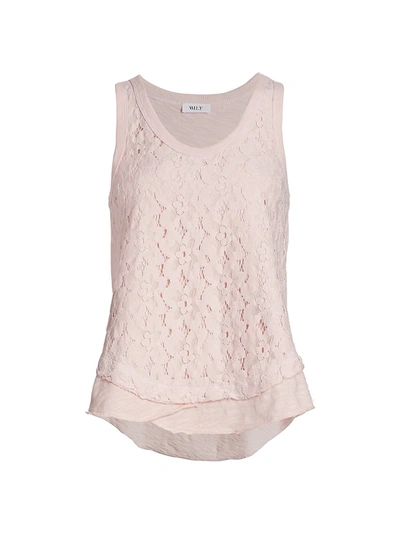 Wilt Women's Lace Front Tiered Tank In Baby Pink