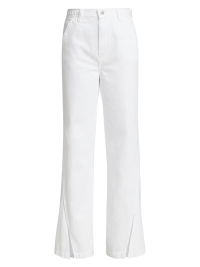 J Brand Joan High-rise Braided Split Hem Wide-leg Jeans In Braided White