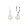 Lily & Roo Silver Large Pearl Drop Hoop Earrings