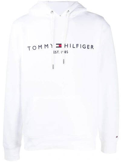 Tommy Hilfiger Embroidered Tommy Logo Hoodie In White