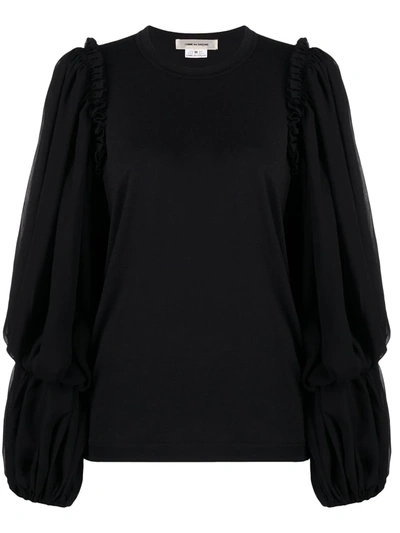 Comme Des Garçons Bell-sleeve Wool Top In Black