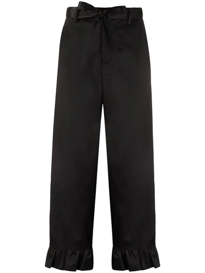 Comme Des Garçons Ruffle-hem Tailored Trousers In Black