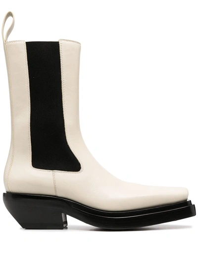 Bottega Veneta Lean Leather Ankle Boots In Black,white