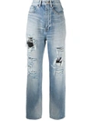 Balenciaga Ripped Detail Denim Jeans In Blue