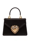 Dolce & Gabbana Black Small Satin Devotion Bag In Black